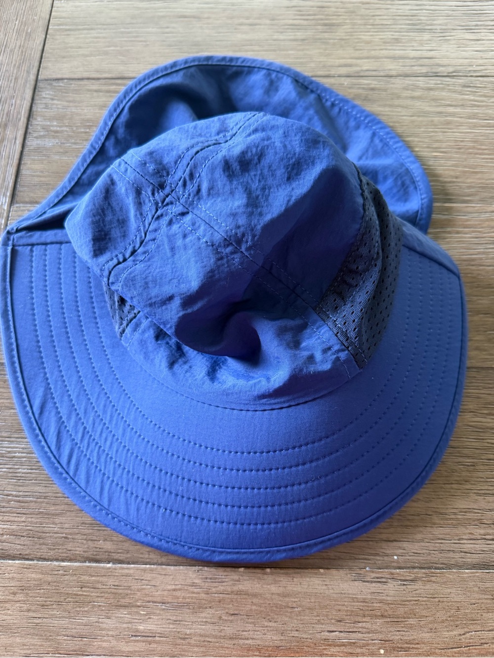Navy Blue Wide Brim Sun Hat Size Small Mesh Adjustable